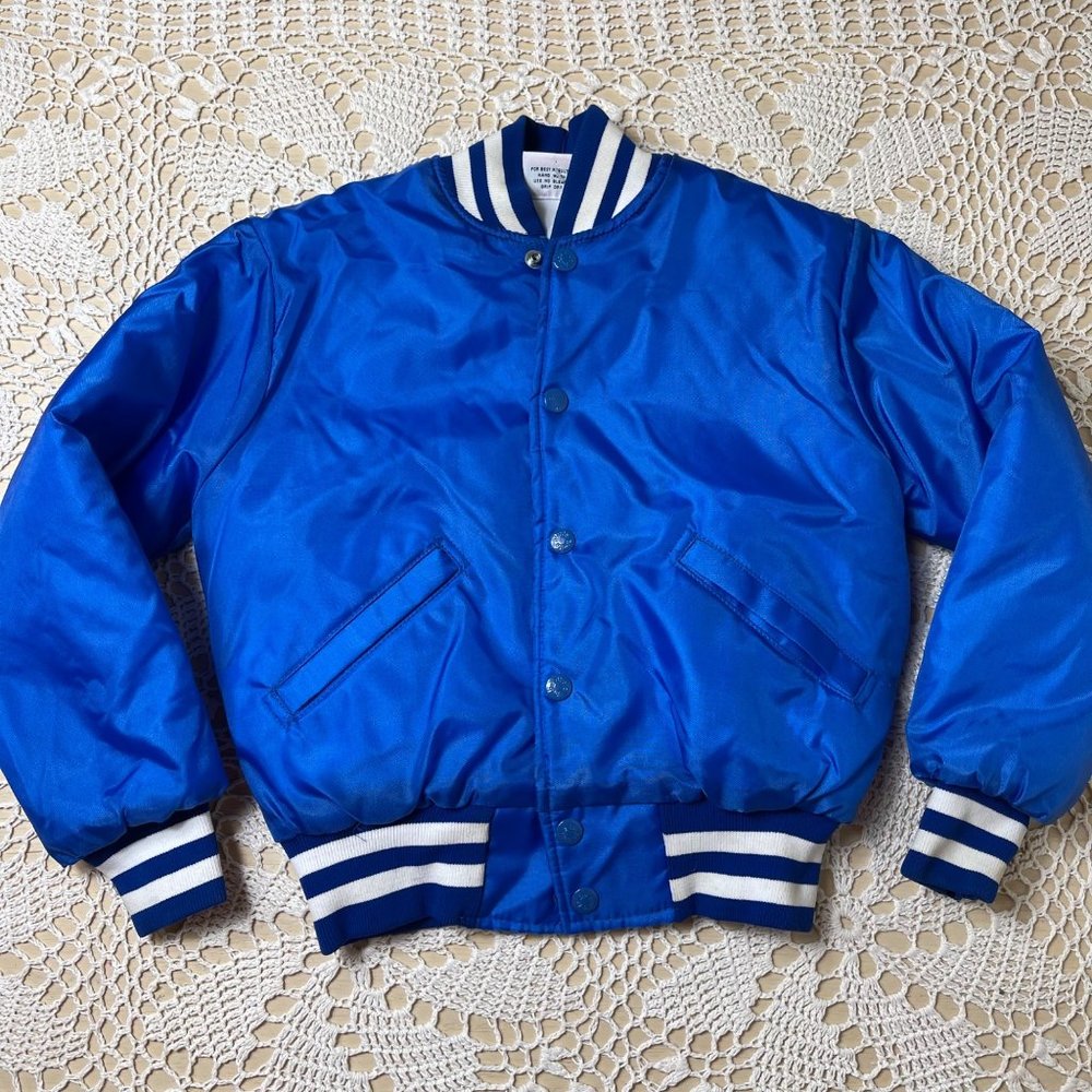 Vintage 1970s Birdie by Richard Leslie Girls 10-12 Blue Bomber Dance Jacket